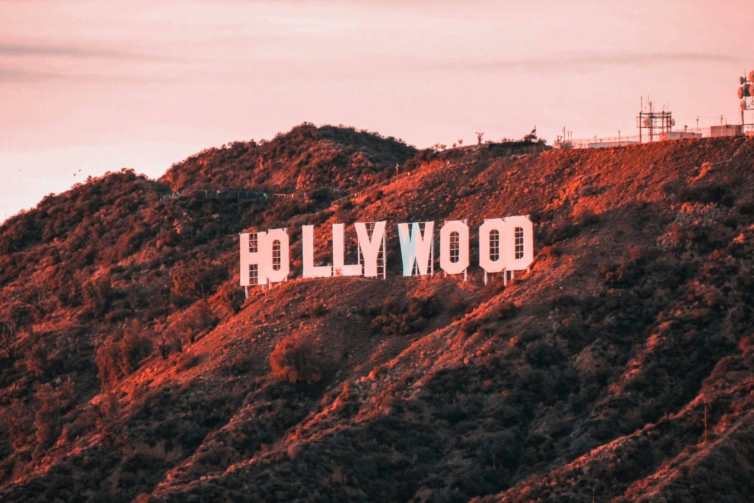 Hollywood sign in golden light
